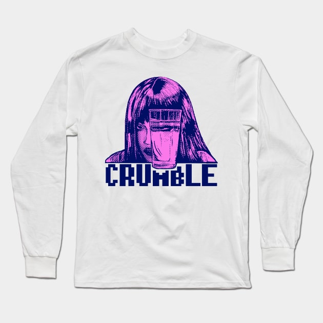 Crumble - Big Print design Halftone Long Sleeve T-Shirt by Vortexspace